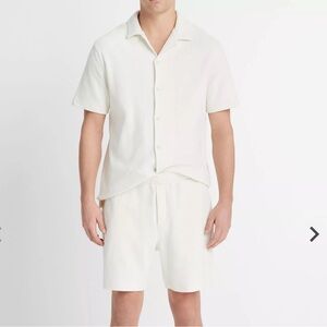 Vince Bouclé Short-Sleeve Button-Front Shirt and Shorts Set
